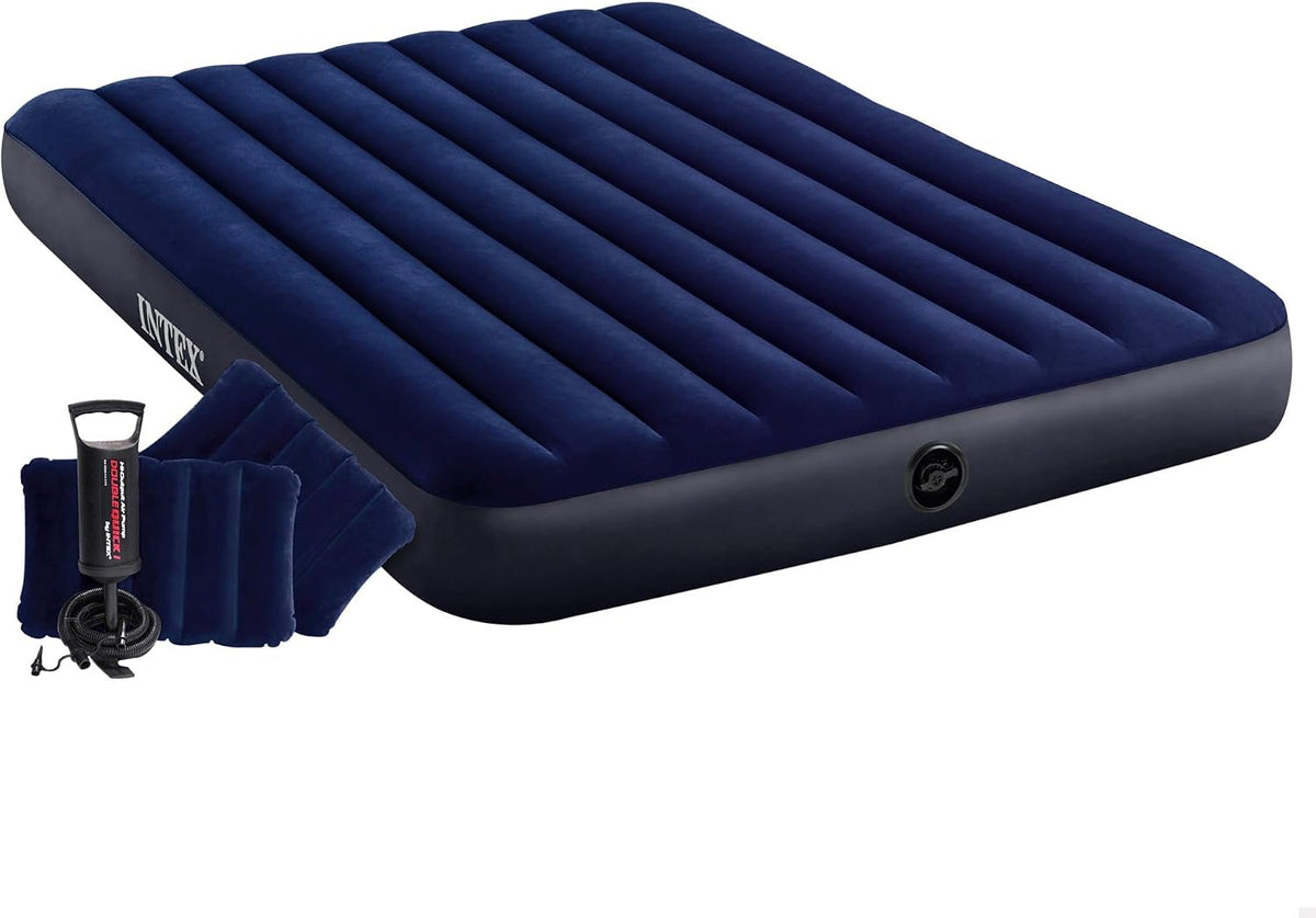 Colchon inflable intex tamaño queen incluye bomba manual y dos almohadas 203x152x25cm