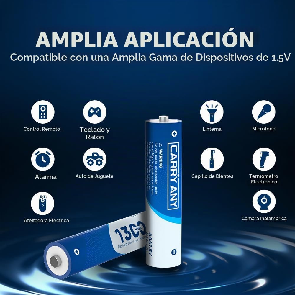 Paquete de 4 baterías AA recargables de litio