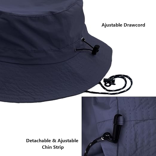 Sombrero de lluvia impermeable con correa.