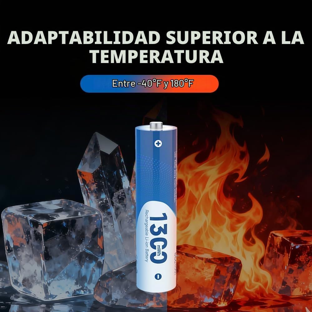 Paquete de 4 baterías AA recargables de litio