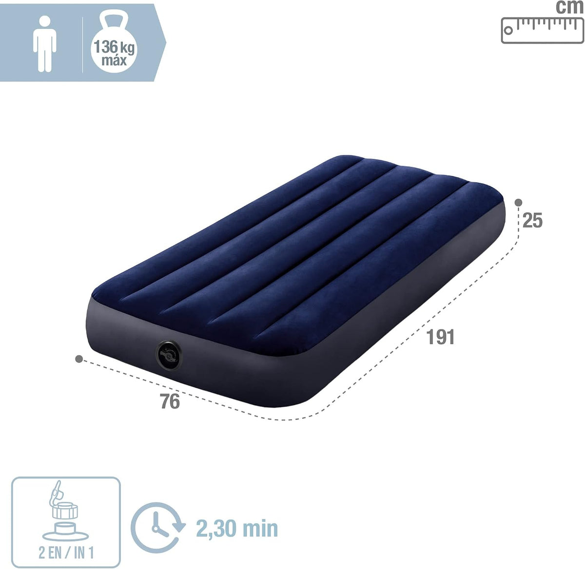 Colchon Intex individual 0,76x1,91x0,25 Azul