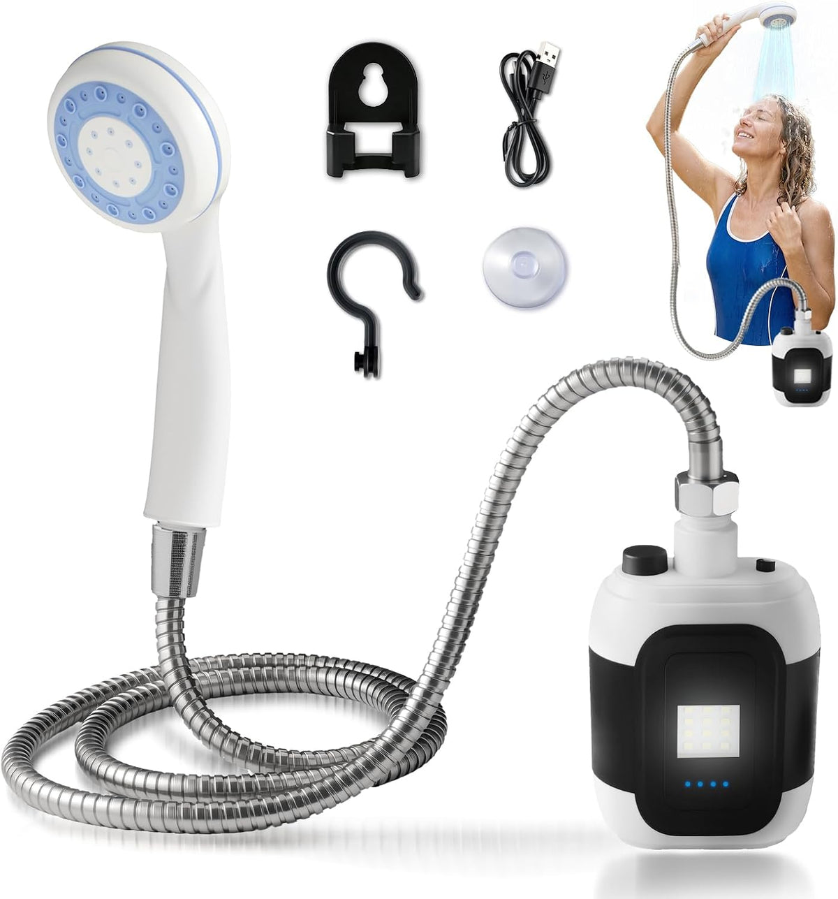 Ducha para campingcon linterna