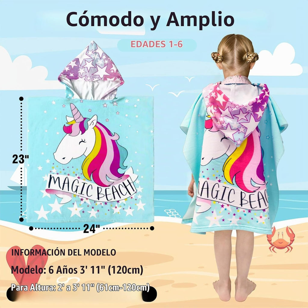 Toalla De Playa Con Capucha De Microfibra Para Niños