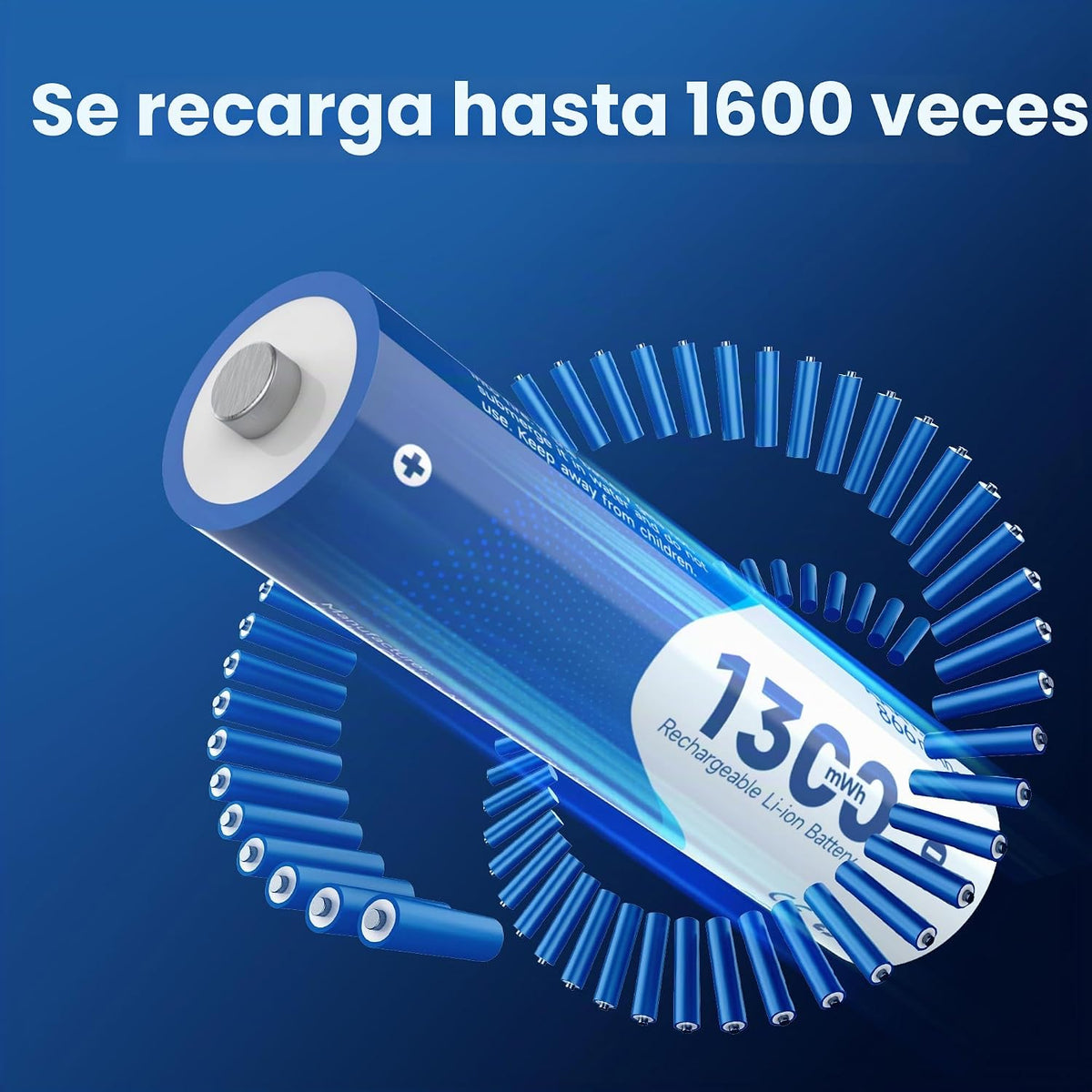 Paquete de 4 baterías AA recargables de litio
