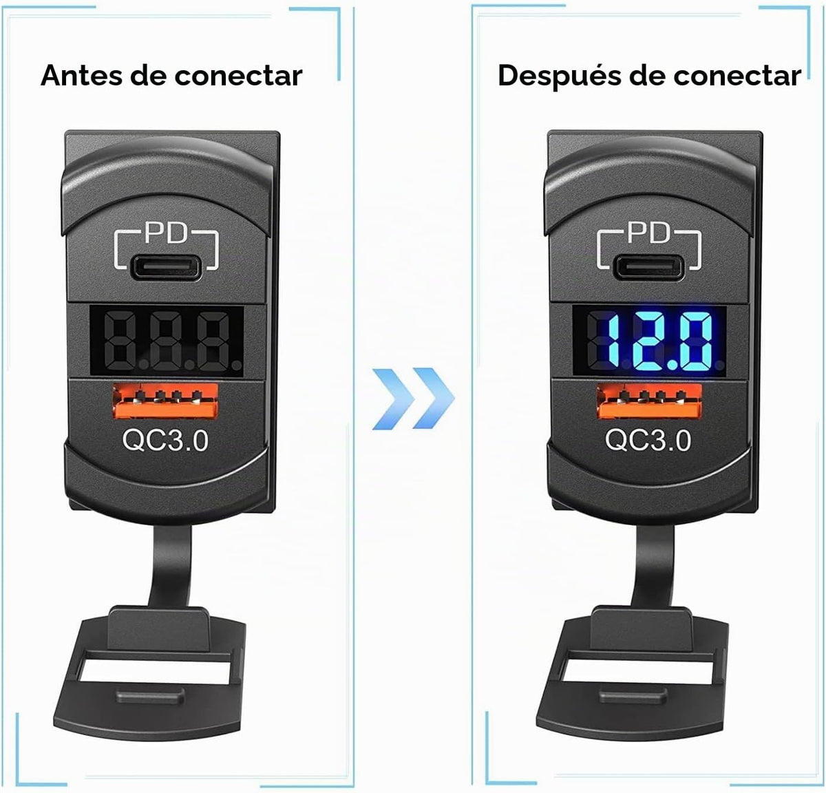 medidor de voltaje tipo suiche Salida carga rapida 3.0 con Tipo C
