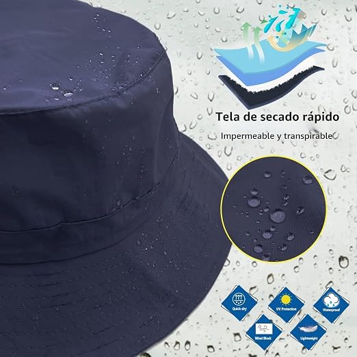 Sombrero de lluvia impermeable con correa.