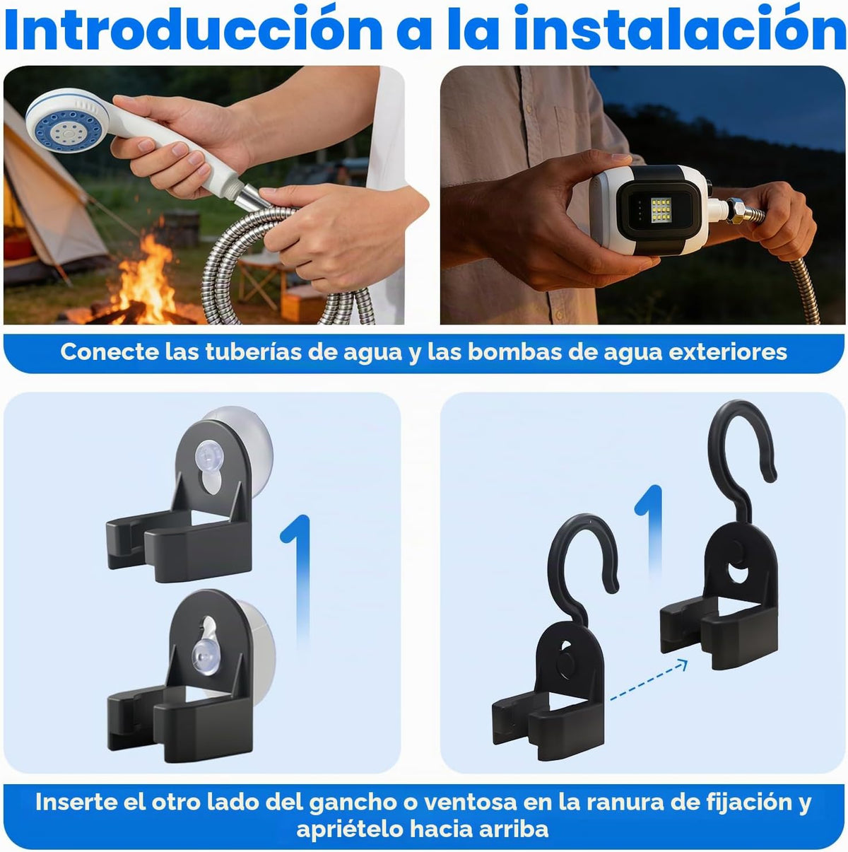 Ducha para campingcon linterna