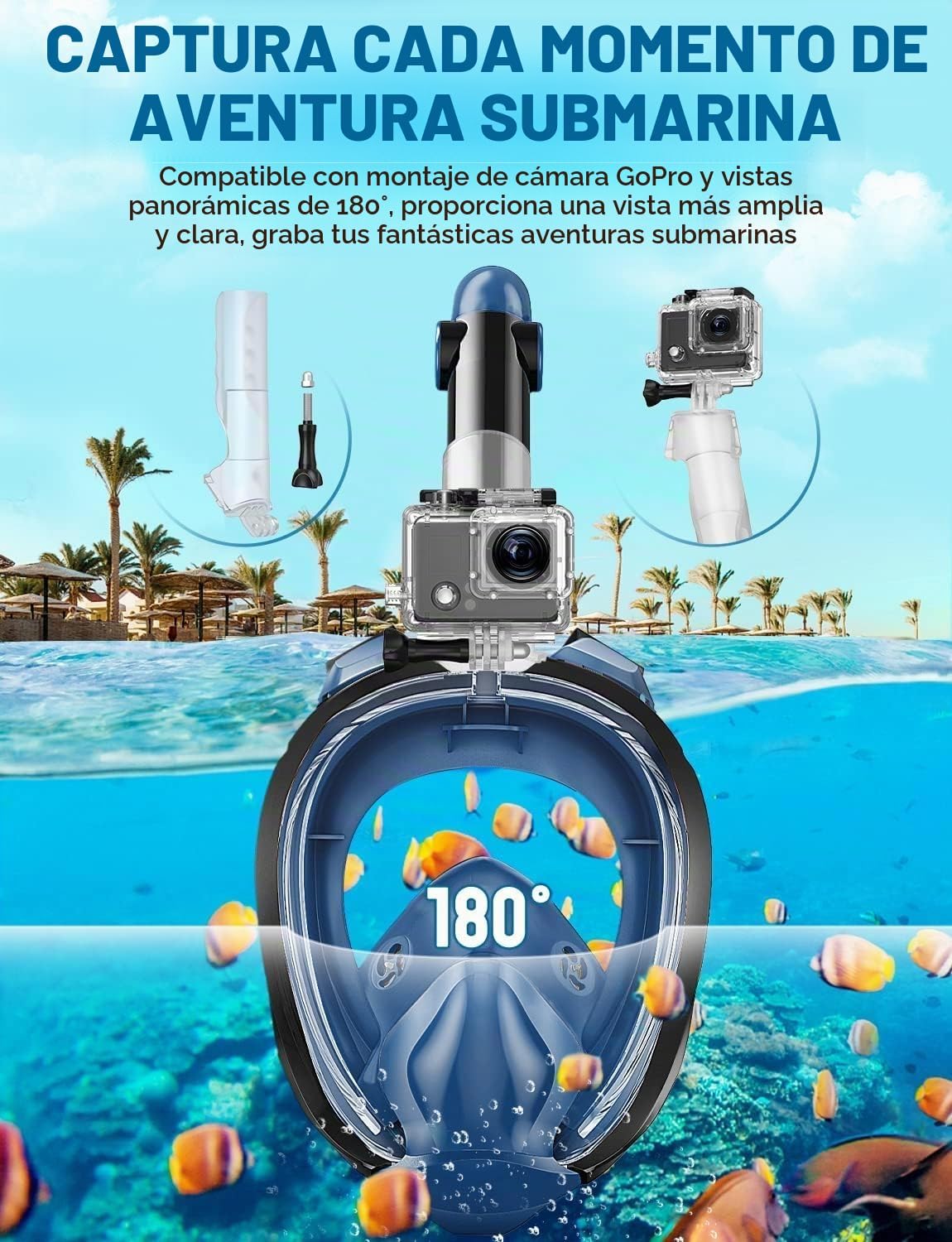 Mascara de Snorkel con base GoPro