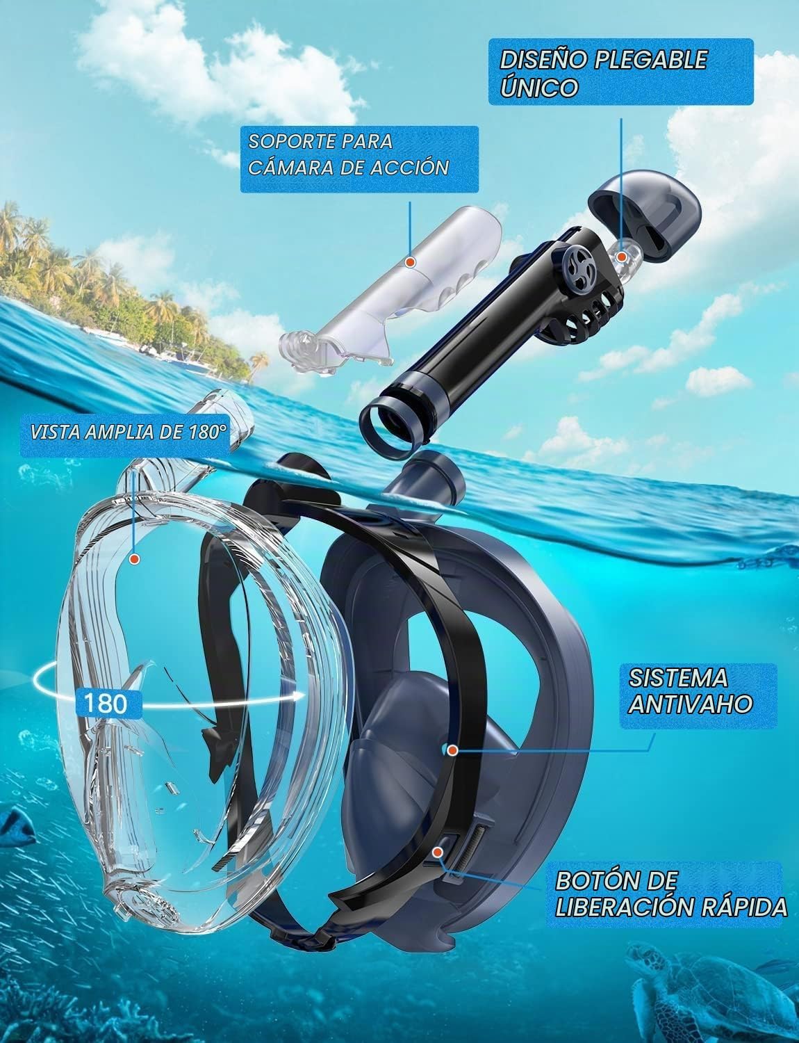 Mascara de Snorkel con base GoPro