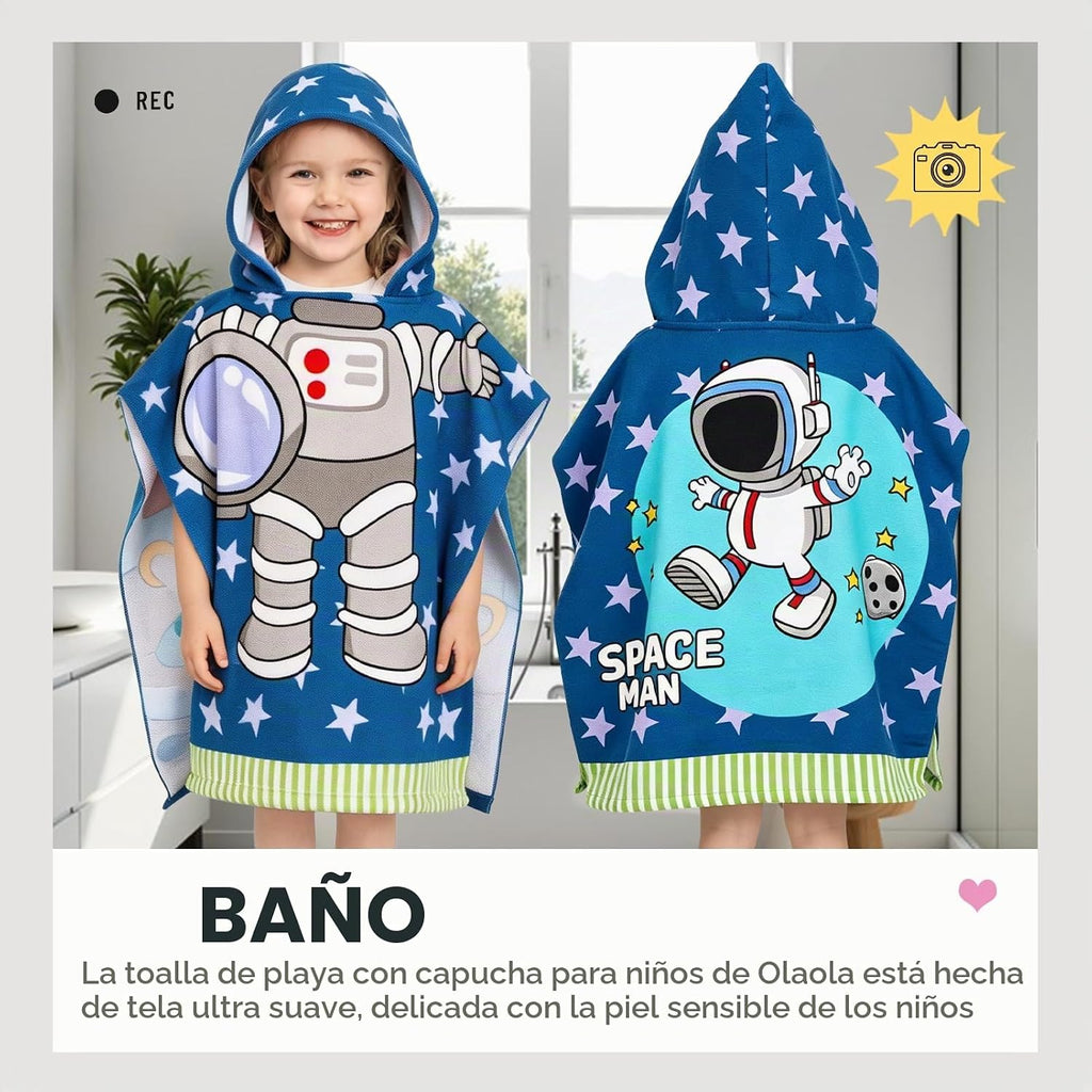 Toalla De Playa Con Capucha De Microfibra Para Niños