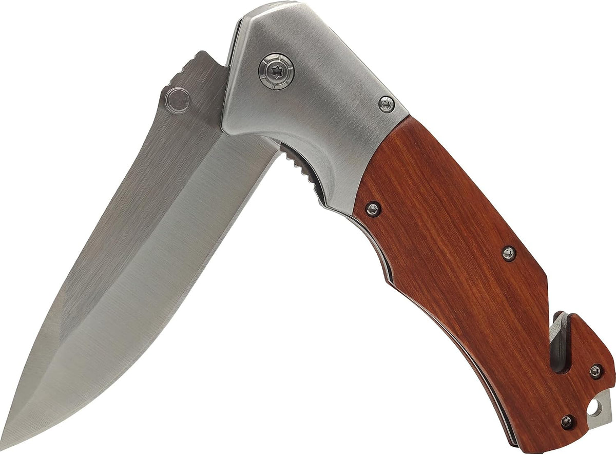 Navaja de bolsillo mango madera acero inoxidable