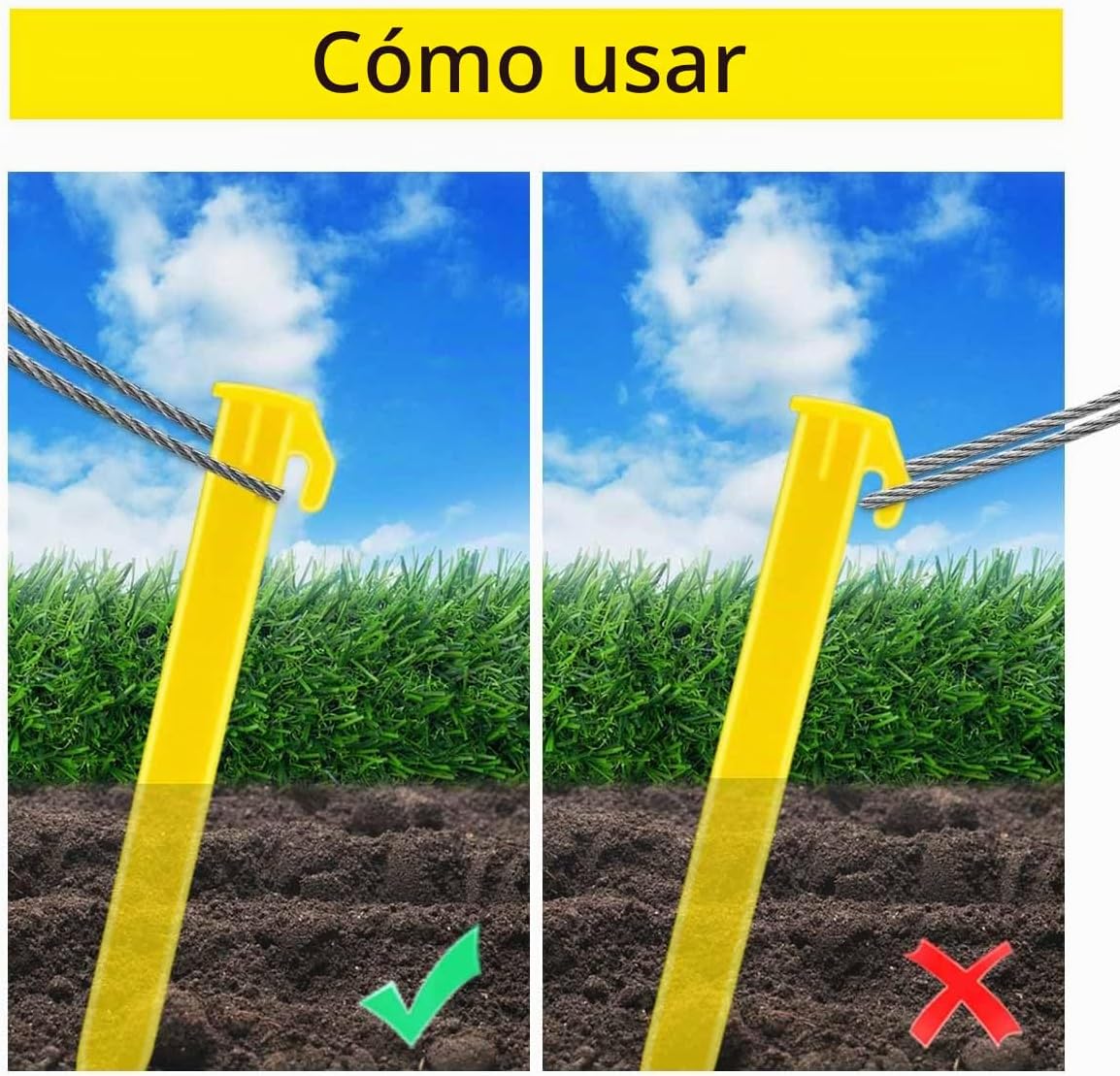 Paquete de 10 estacas de plástico resistentes para carpa, vestier o toldos