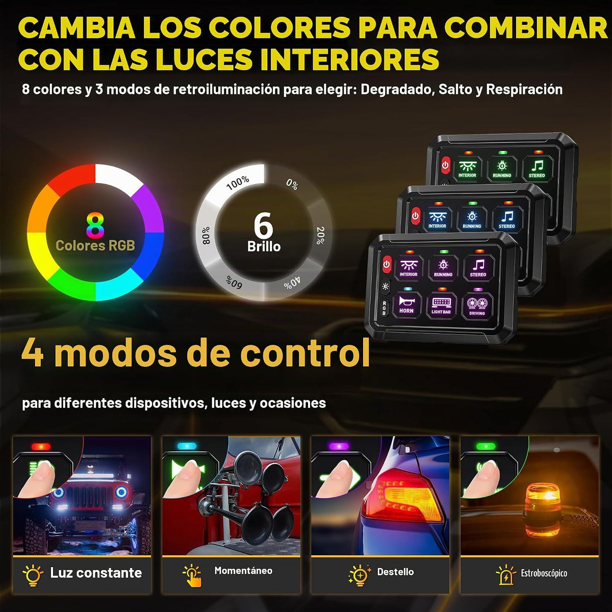 Panel de interruptor de 6 botones con Bluetooth