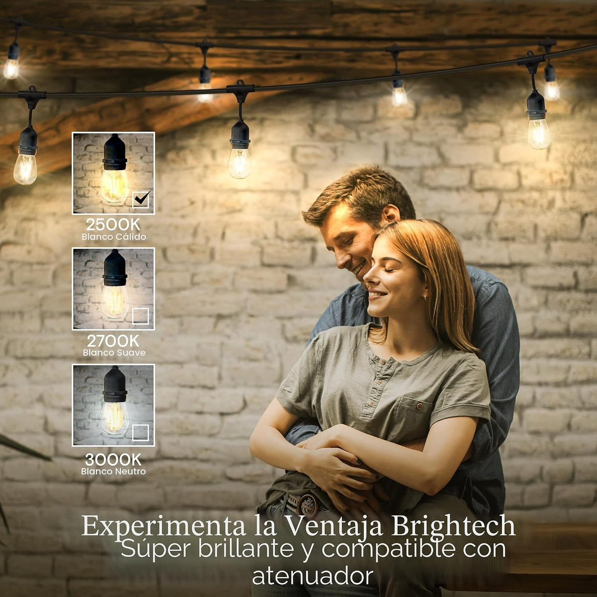 Extension de bombillos vintage 10 metros incluye 1 bombillo de repuesto 2700K