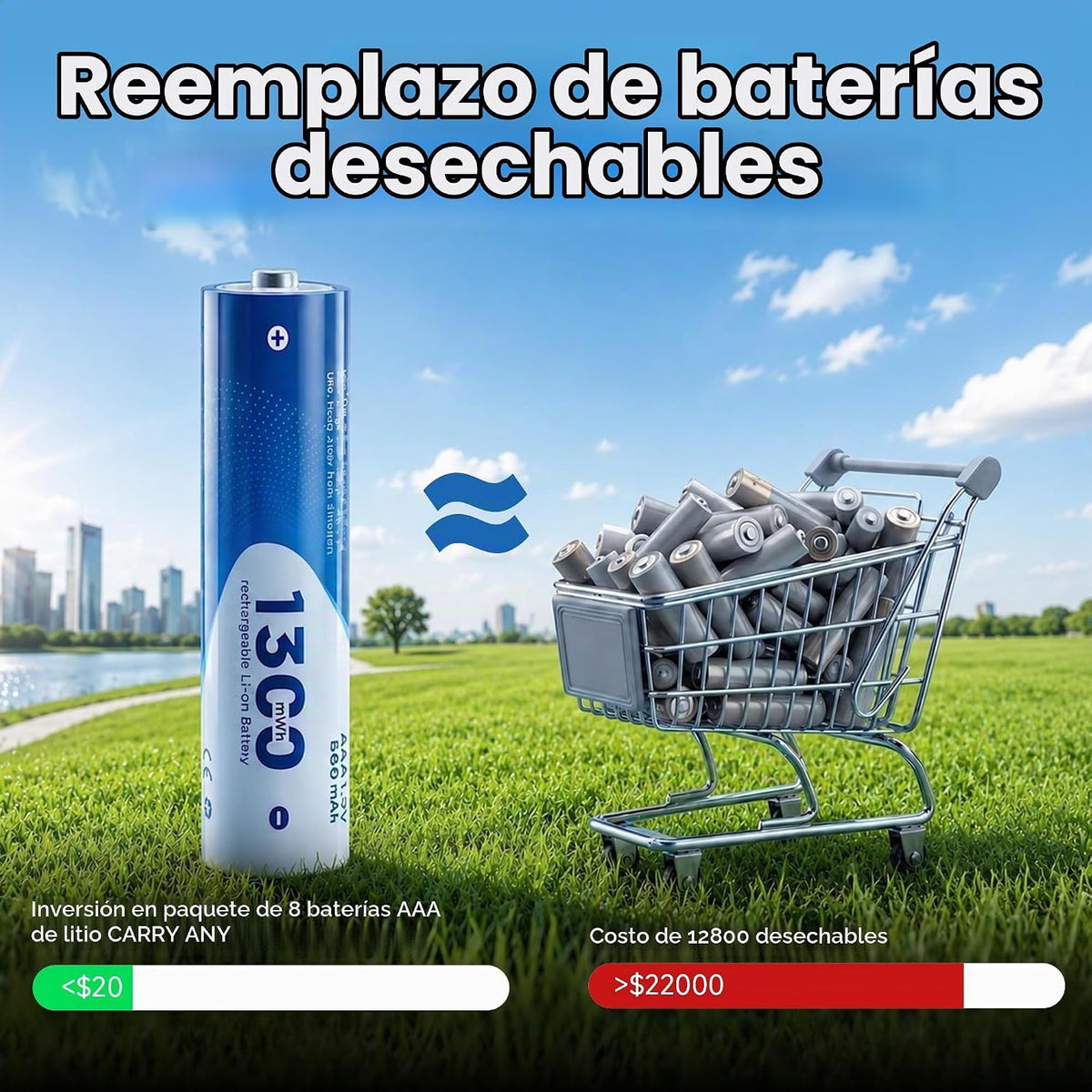 Paquete de 4 baterías AA recargables de litio