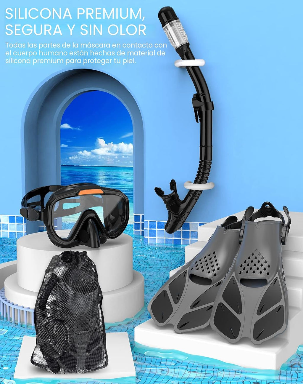 Equipo de Snorkel Pro set Talla S-M
