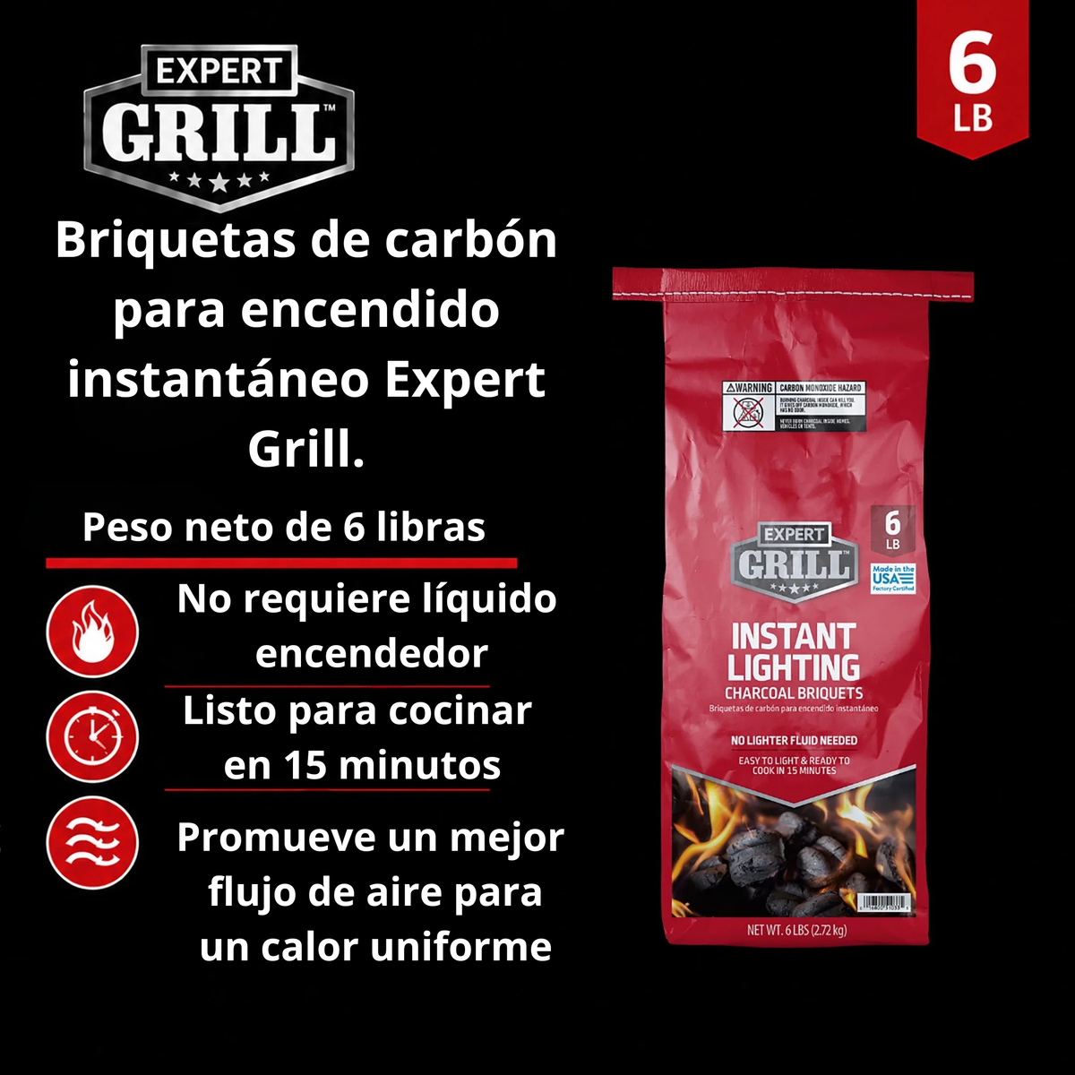Carbón con encendido Instantáneo Expert Grill