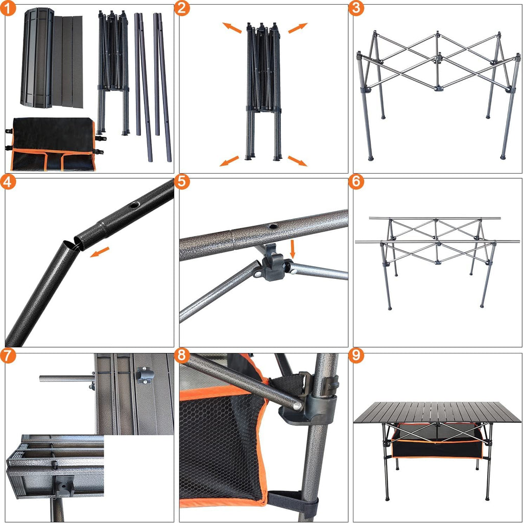 Mesa plegable woqi rectangular alta con malla para organizar
