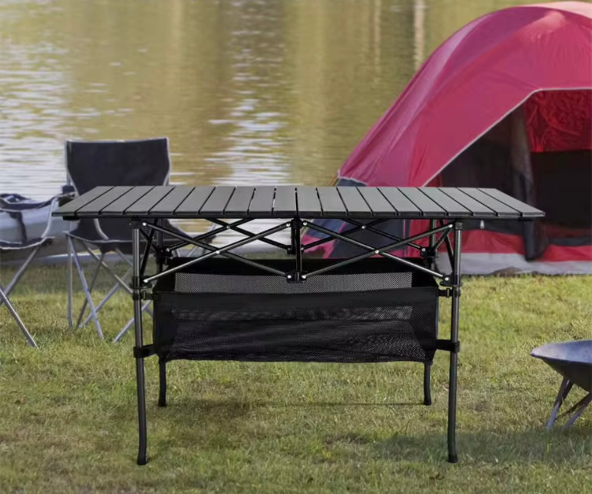 Mesa plegable woqi rectangular alta con malla para organizar