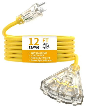 Cable De Extensión Waterproof 3.65m , 3 Salidas