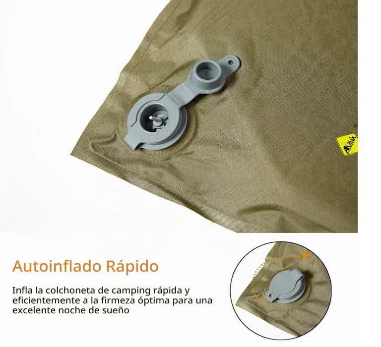 Aislante inflable para camping color verde oliva