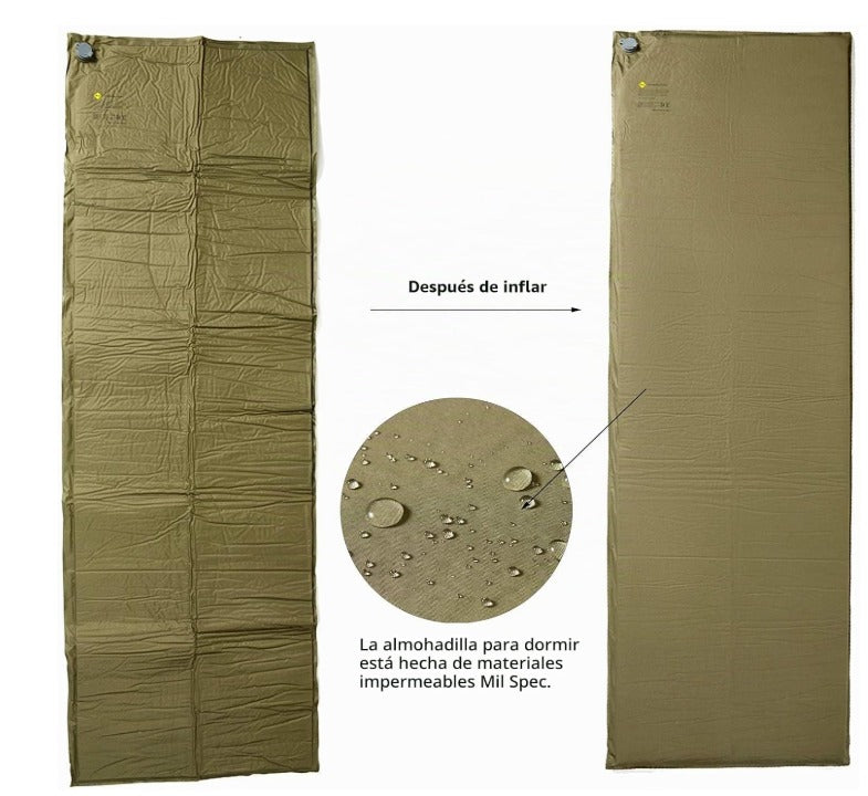 Aislante inflable para camping color verde oliva