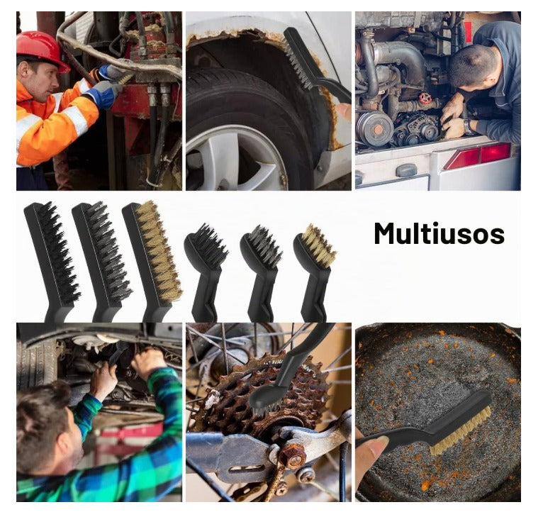 Paquete de 6 cepillos de alambre para limpiar escoria de soldadura, óxido y polvo.