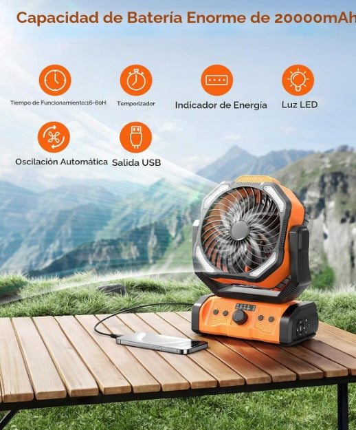 Ventilador Portátil Recargable de 20.000 mAh
