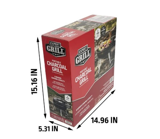 Parrillera Expert Grill Portátil de Carbón de 14.5 in, Negra