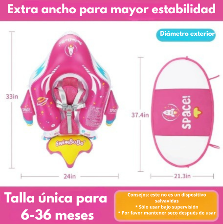 Flotador Para Piscina Niños De 6 A 36 Meses cohete rosado