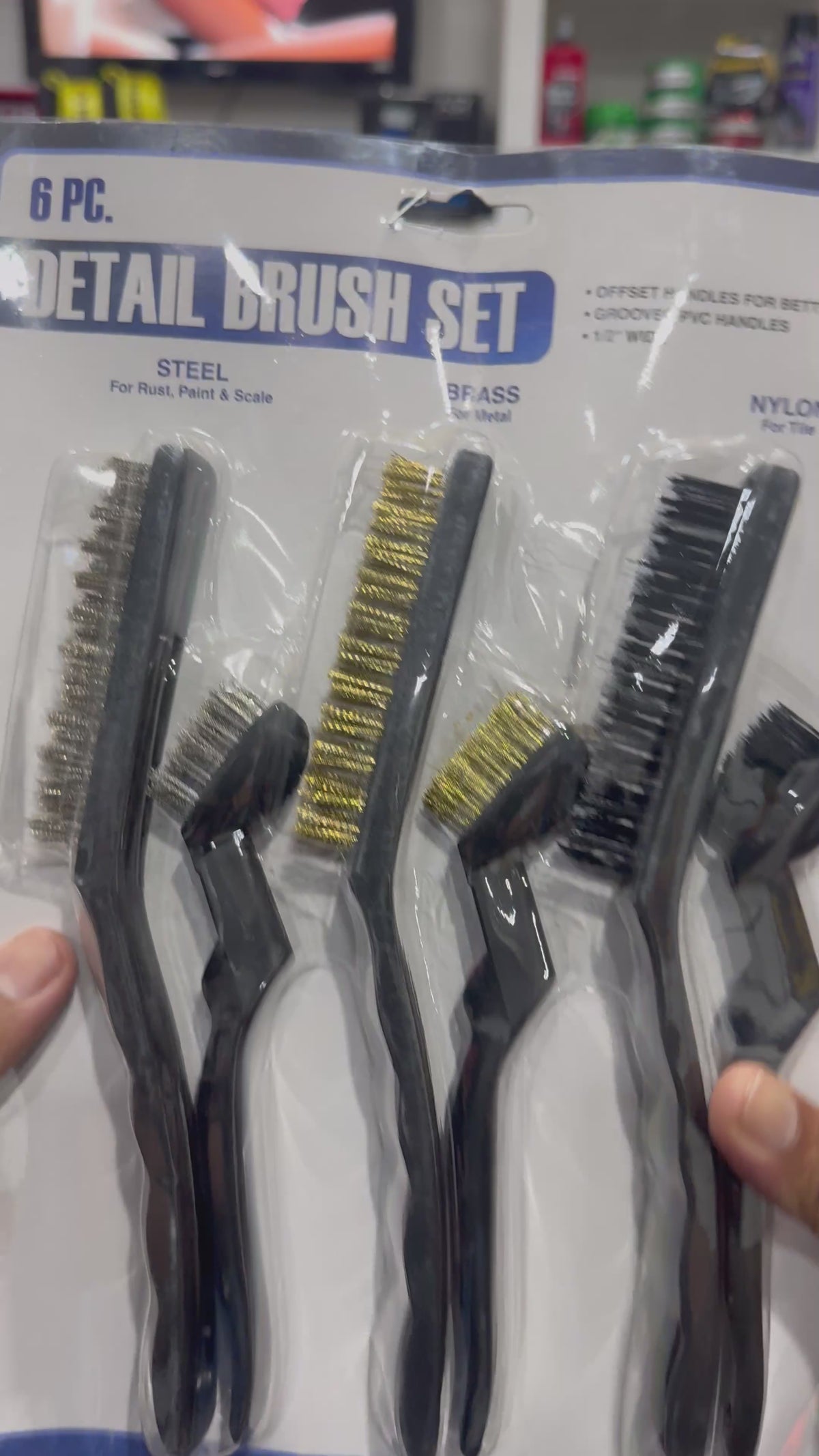 Paquete de 6 cepillos de alambre para limpiar escoria de soldadura, óxido y polvo.